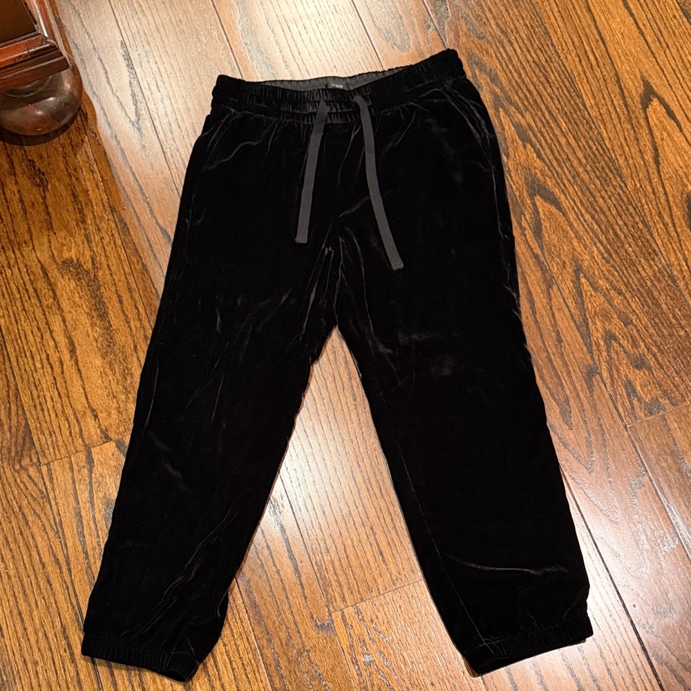 J. Crew Black Velvet Joggers with Elastic Waist